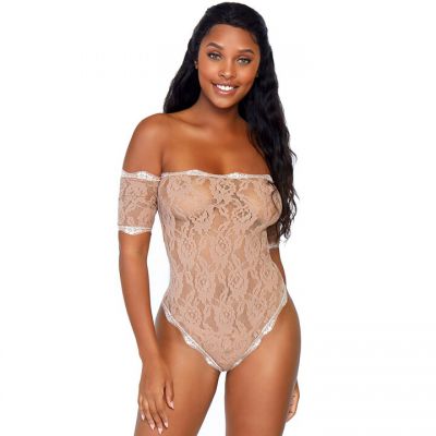 Leg Avenue Dusty Pink Bardot Crotchless Teddy