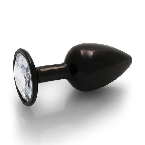 Ouch Clear Gem Metal Black Plug Small
