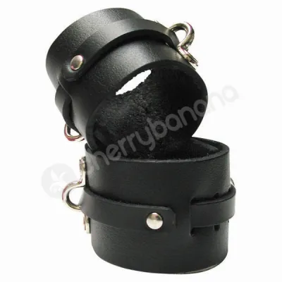 Kinklab Bondage Basics Black Leather Wrist Cuffs