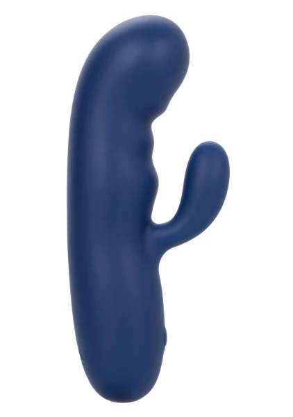 Cashmere Silk Duo Rechargeable Waterproof Silicone Rabbit Vibrator By CalExotics - Blue