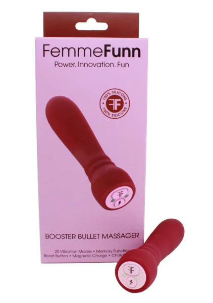 Booster Bullet Rechargeable Waterproof 20 Function Mini Vibrator By FemmeFunn - Dark Fuchsia