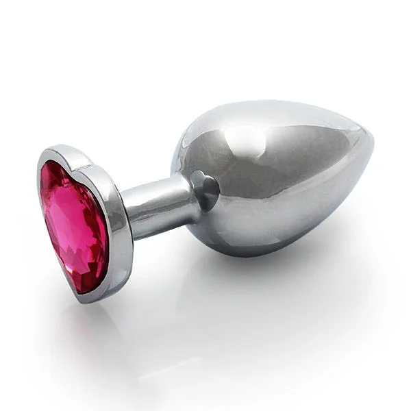 Ouch Pink Heart Gem Metal Plug Medium