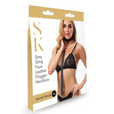 Secret Kisses Sexy Flogger Necklace Black