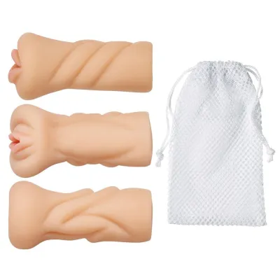 Trio Stroker Pussy Ass Mouth Masturbator Kit Flesh