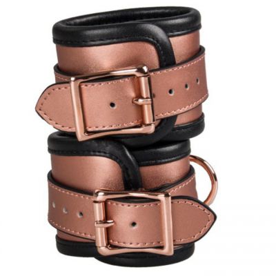 Bondara Luxe Rose Gold Real Leather Wrist Cuffs