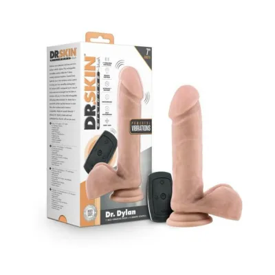 Dr Skin Dr Dylan Vibrating Dildo With Remote Control Silicone 8 In Vanilla