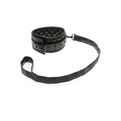 X Play quilted collar leash Black Sex Leash