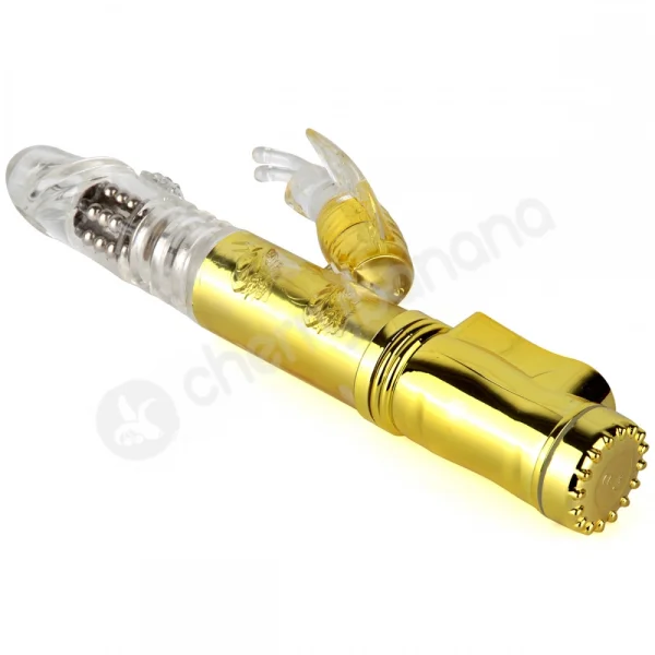 Cherry Banana Butterfly Lover Thrusting 42 Function Rechargeable Gold Vibrator