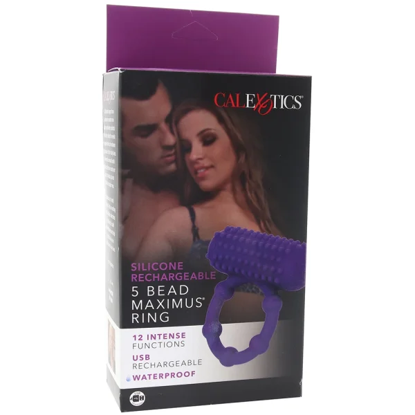 Silicone Rechargeable 5 Bead Maximus Vibrating Cock Ring By CalExotics