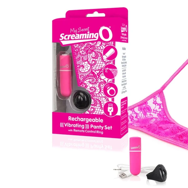 Charged My Secret Rechargeable 10 Function Remote Control Panty Vibe By Screaming O - Red