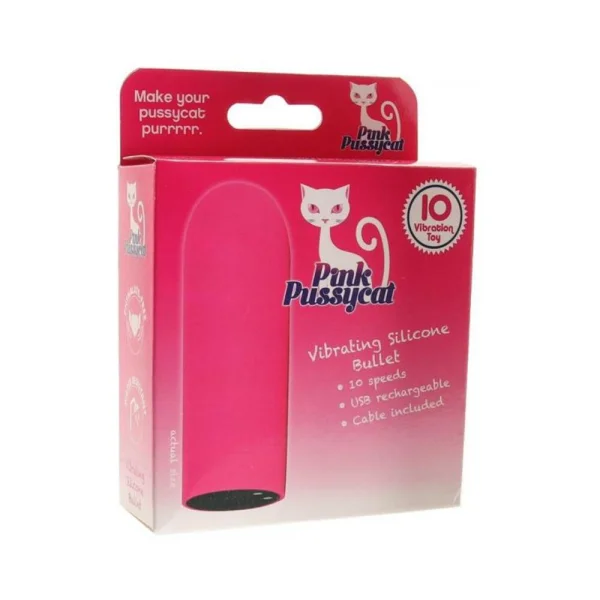 Pink Pussycat Vibrating Bullet Silicone Pink