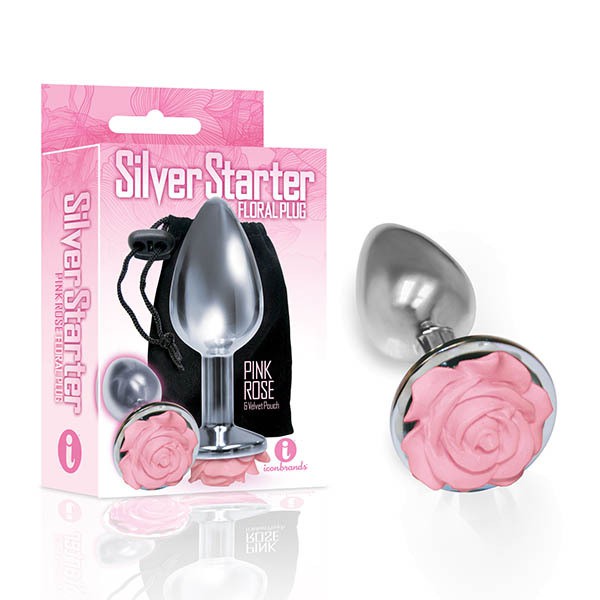 Mini Pink Rose Jewel Butt Plug