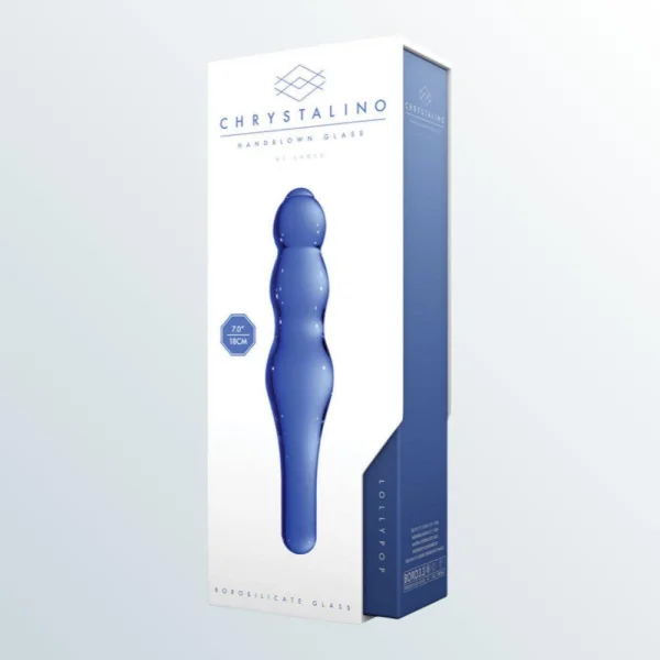 Lollypop Double-Ended Blue Glass Dildo by Chrystalino
