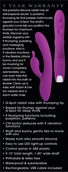 Adam and Eve Deluxe Thumper 9" Silicone Rabbit Vibrator
