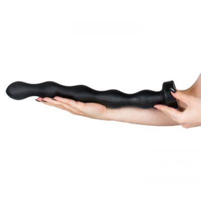 All Black Rippling Butt Plug 12 5 Inch or 16 25 Inch