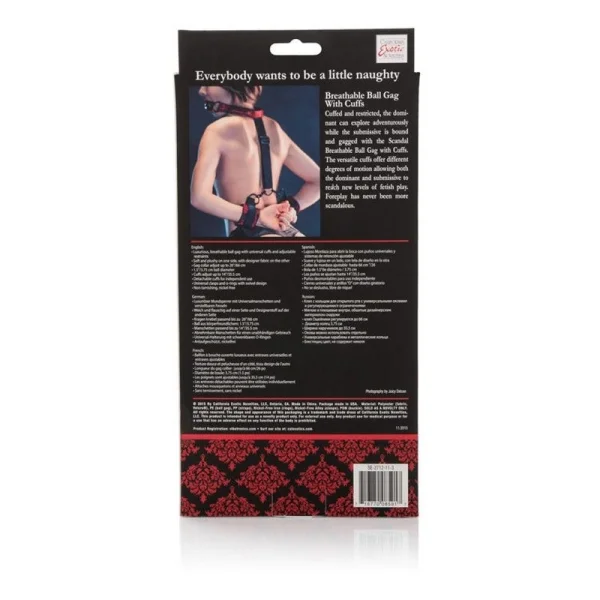Scandal Breathable Ball Gag With Cuffs by CalExotics