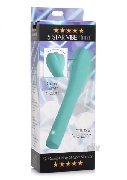 5 Star 9x Come-hither G-spot Silicone Vibrator - Teal