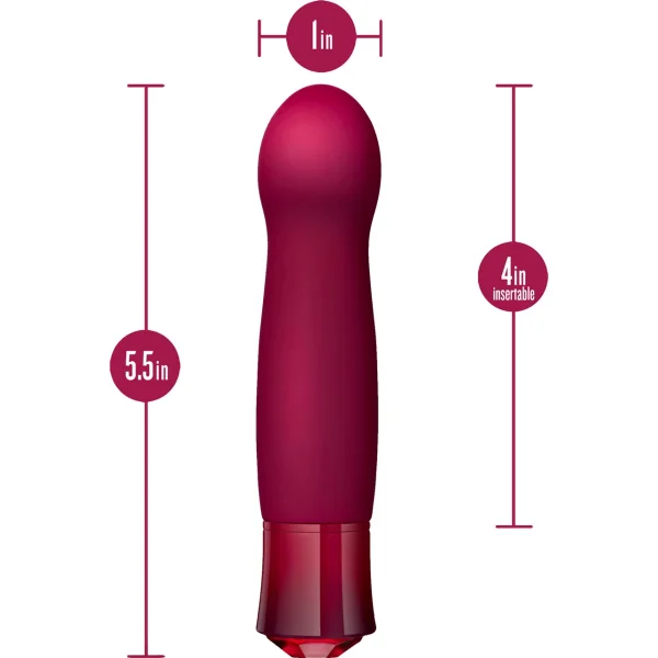 Oh My Gem Classy Rechargeable Silicone Warming G-Spot Vibrator By Blush - Garnet Red