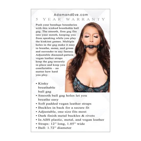 Adam & Eve's Fetish Dreams Ball Gag - Black