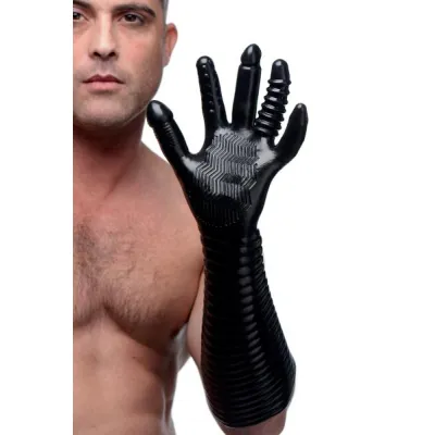 Pleasure Fister Extra Long Textured Fisting Glove Black