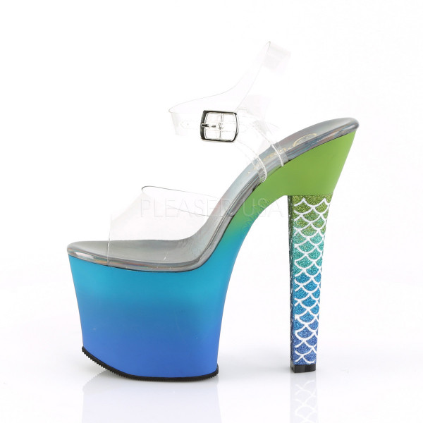 7 inches Heel, 3 1/4 inches Ombre PF Ankle Strap Sandal w/ Mermaid Scale — image 7 of 8