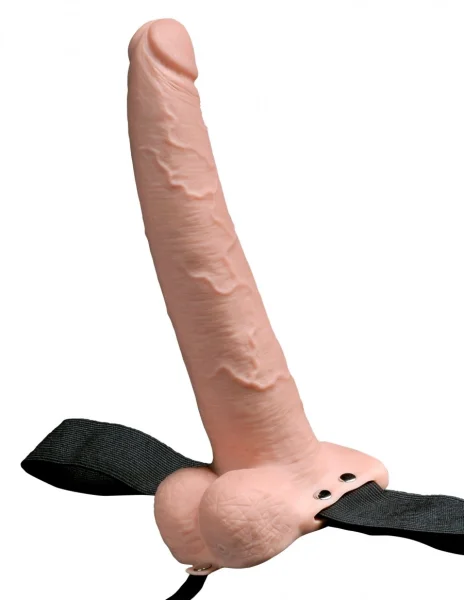 Fetish Fantasy 9" Hollow Rechargeable Strap-On with Balls, Flesh — image 7 of 8