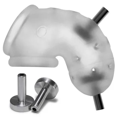 Airlock Electro Air Lite Vented Chastity With Two 4mm Contacts Clear Ice