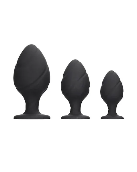 Swirled Butt Plug Set - Black