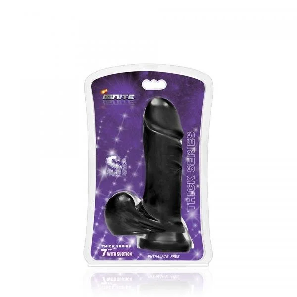 8 inches Thick Cock Balls & Suction Black Dildo