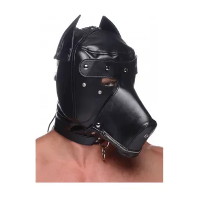 Muzzled Universal Bdsm Hood With Removeable Muzzle