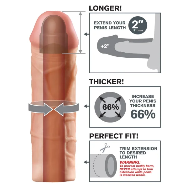 Fantasy X-Tension Mega 2-Inch Extension - Flesh