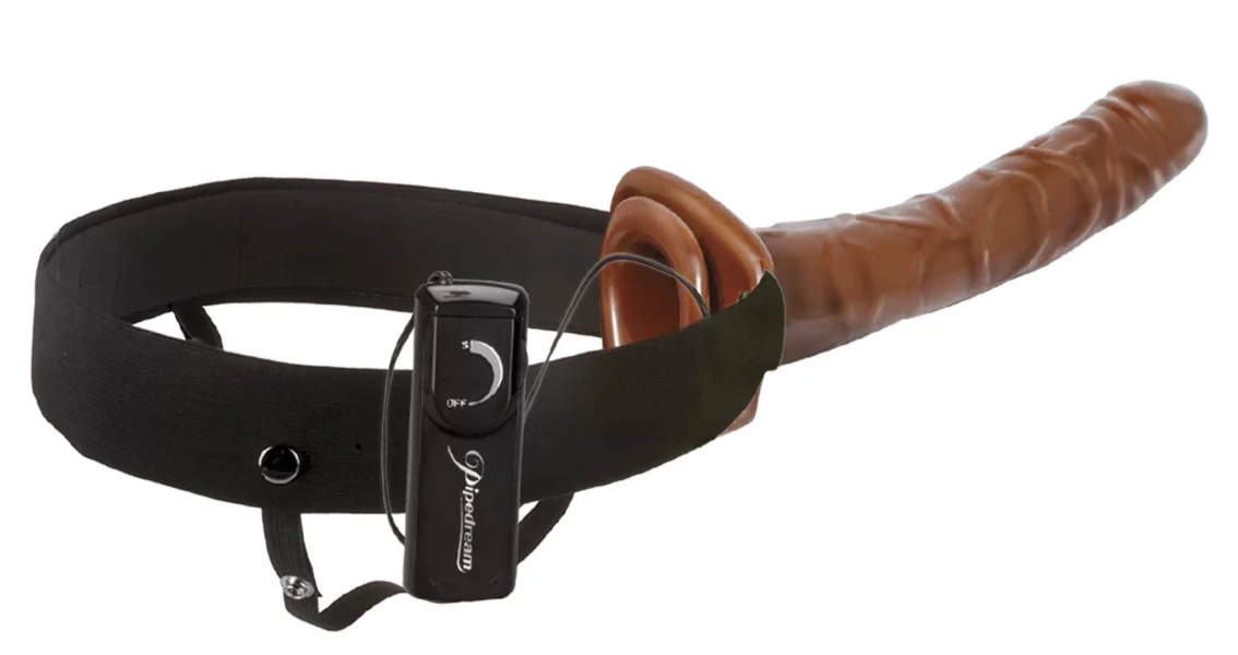 Fetish Fantasy Series 10" Chocolate Dream Vibrating Hollow Strap-On