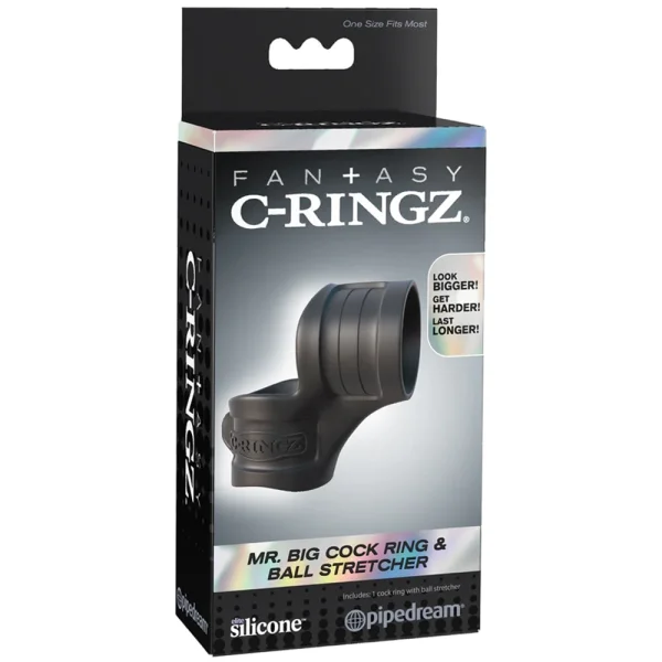 Fantasy C-Ring Mr Big Cock Ring and Ball Stretcher - Black