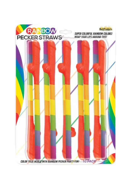 Rainbow Pecker Straws (10 Pack)