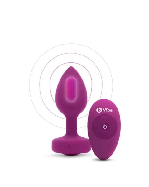 B-vibe Vibrating Jewel Plug - 3.8 Inch - Fuchsia - S/m