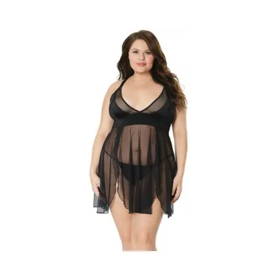 Babydoll G string Black Os Xl Hanging