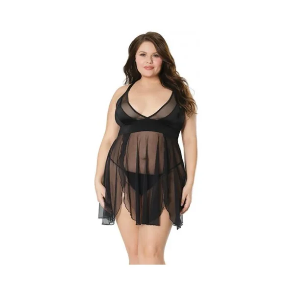 Babydoll & G-string Black Os Xl Hanging