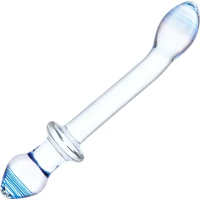 Glas 9 5 Double Play Dual Ended Glass Dildo Butt Plug Clear Blue