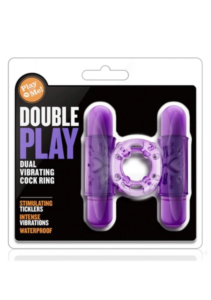 Play With Me Double Play Dual Vibrating Cock Ring Purple