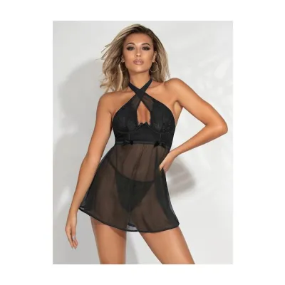 Drama Queen 2 piece Babydoll Set Black Small