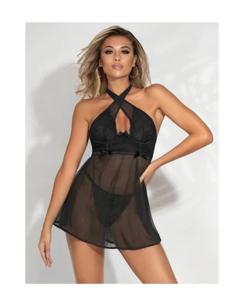 Drama Queen 2-piece Babydoll Set - Black - Small