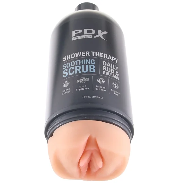 PDX Plus Shower Therapy Soothing Scrub Discreet Penis Stroker By Pipedream - Vanilla