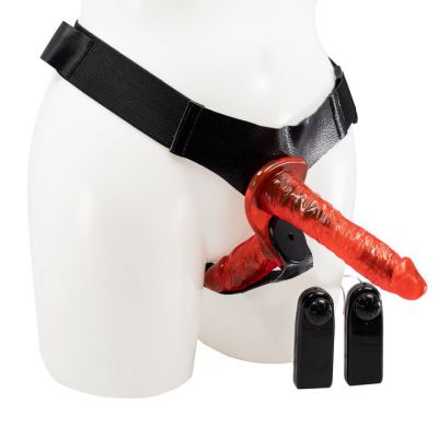 Bondara Two Timer Red Remote Vibrating Double Strap On 7 Inch