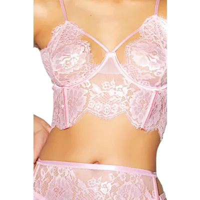 Pine For Me Longline Bra with Garter Belt Panty By Coquette