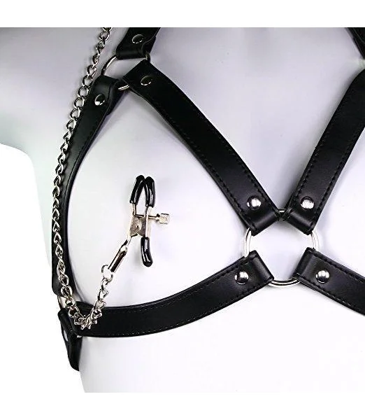 Harness with Gag & Nipple Clamps Set