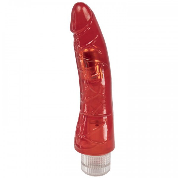 Bondara Crystal Clear Red Vibrating Dildo – 9 Inch