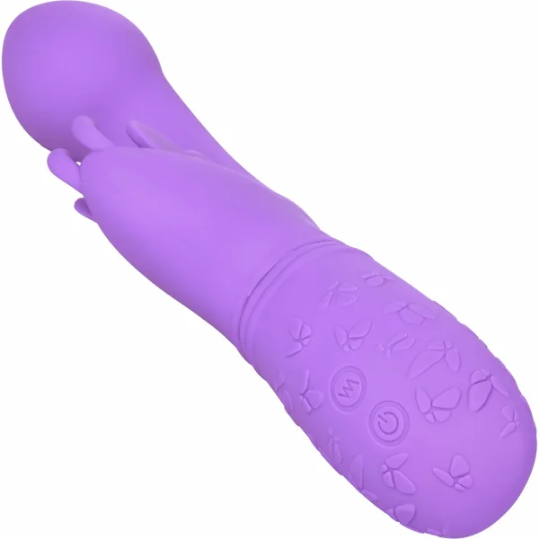 Butterfly Kiss Silicone Rechargeable Waterproof Dual-Stimulation Vibrator By CalExotics - Purple