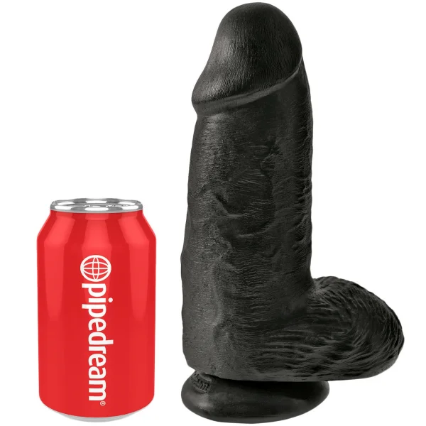 King Cock Chubby 9" Suction Cup Dildo With Balls - Black