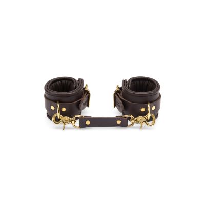 Coco de Mer Leather Wrist Cuffs L XL Brown