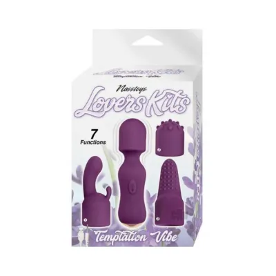 Personal Massagers Nasstoys Lovers Kits Temptation Vibe Rechargeable Silicone Wand Vibrator 3 piece Attachment Set Eg